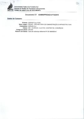 Carta de cobrança referente a contratação de certificados digitais