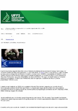 V Semana Acadêmica de Agronomia inicia na próxima segunda em Cerro Largo