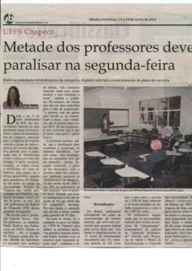 Metade dos professores deve paralisar