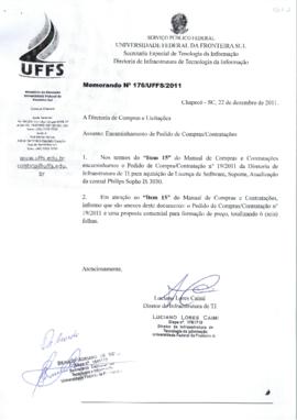 Memorando 176 encaminhando pedido de compras-contratações
