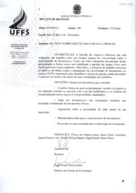 Relato de Reunião de Trabalho - Gestão Documental