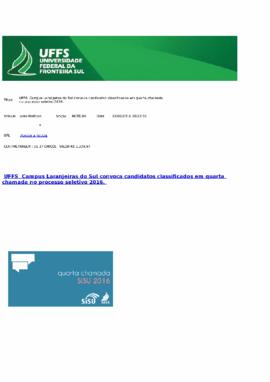 UFFS Campus Laranjeiras do Sul convoca candidatos classificados em quarta chamada no processo sel...