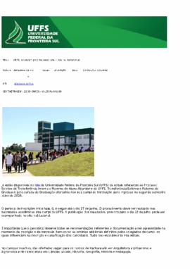 UFFS: inscrições para transferência e retorno iniciam hoje