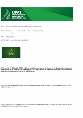 UFFS está entre as melhores universidades do Brasil, segundo o MEC
