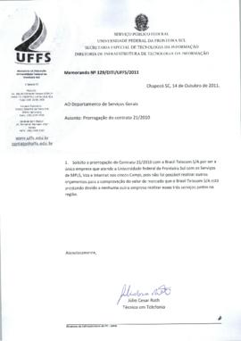 Memorando tratando sobre prorrogação do contrato 21-2010