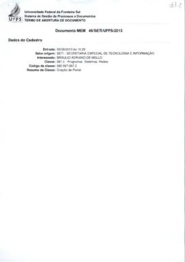 Memorando solicitando criação de Portal