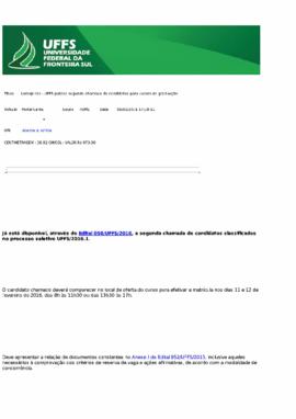 Laranjeiras - UFFS publica segunda chamada de candidatos para cursos de graduação