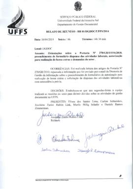 Relato de Reunião sobre procedimentos de gestão de pessoas