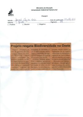 Projeto resgata Biodiversidade no Oeste