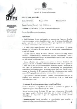 Relato de Reunião de Trabalho da Diretoria de Gestão da Informação - DGI