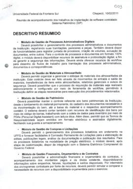 Descritivo Resumido de Reunião de implantaçãodo SIP