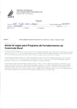 Ainda há vagas para Programa de Fortalecimento da Juventude Rural