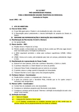 Relato da Coordenação do Movimento Pró-Universidade – 131207