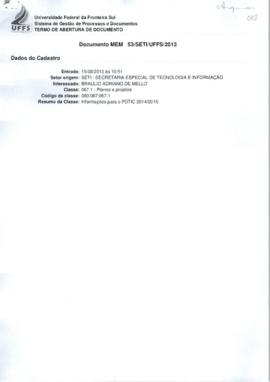 Memorando respondendo informações para o PDTIC - SEGEP