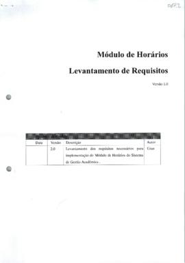 Levantamento de requisitos - Módulo de horários