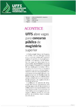 UFFS abre vagas para concurso de magistério superior