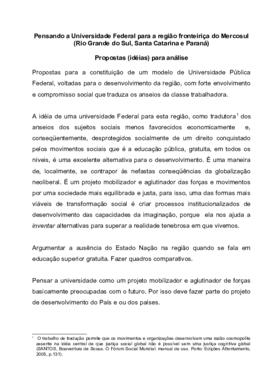 Pensando a Universidade Federal para a região fronteiriça