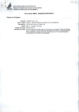 Memorando sobre publicação de Manuais sobre Gestão de Documentos