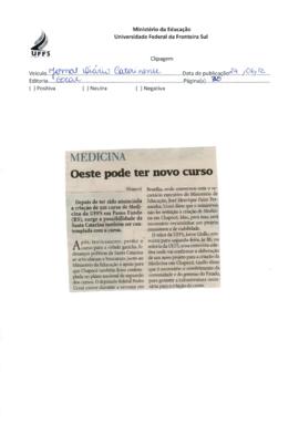 Possibilidade de implantação do Curso de Medicina na UFFS Chapecó