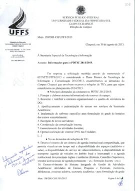 Memorando respondendo informações para o PDTIC - DIR-CH