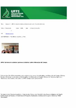 Semana de estudos promove debates sobre Educação do Campo