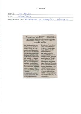 Professor da UFFS, Campus Chapecó, recebe homenagem em Brasília