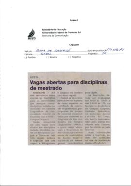 Vagas abertas para disciplinas de mestrado