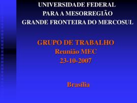 Grupo de Trabalho Reunião MEC – 231007