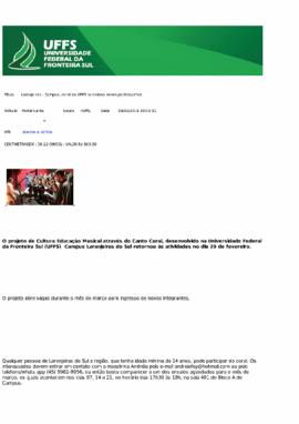 Laranjeiras - Campus: Coral da UFFS seleciona novos participantes