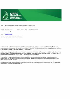 UFFS Campus Realeza contrata professor substituto na área de Física