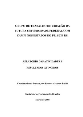 Relatório da Coordenação do Movimento Pró-Universidade – 032008