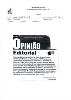 Projeto pedagógico do Curso de Medicina da UFFS Campus Chapecó será apresentado ao MEC