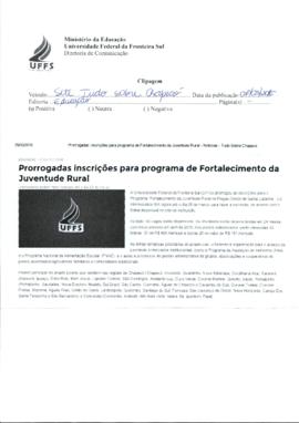 Prorrogadas inscrições para programa de Fortalecimento da Juventude Rural
