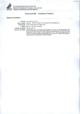 Memorando sobre implantação do Número Único de Protocolo - NUP