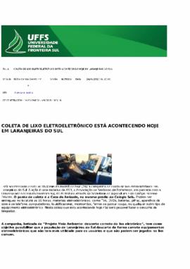 Coleta de lixo eletrônico está acontecendo hoje em Laranjeiras do Sul