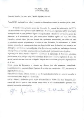 Relato de Reunião sobre o PDTIC e implantação do Solar