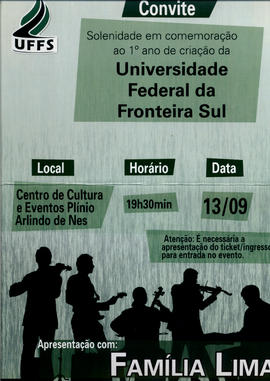 Convite solenidade do 1° ano da UFFS