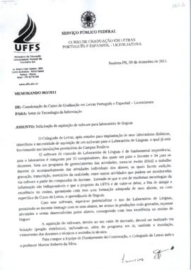 Memorando solicitando aquisição de software para laboratório