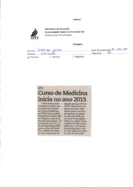 Curso de medicina inicia no ano 2015
